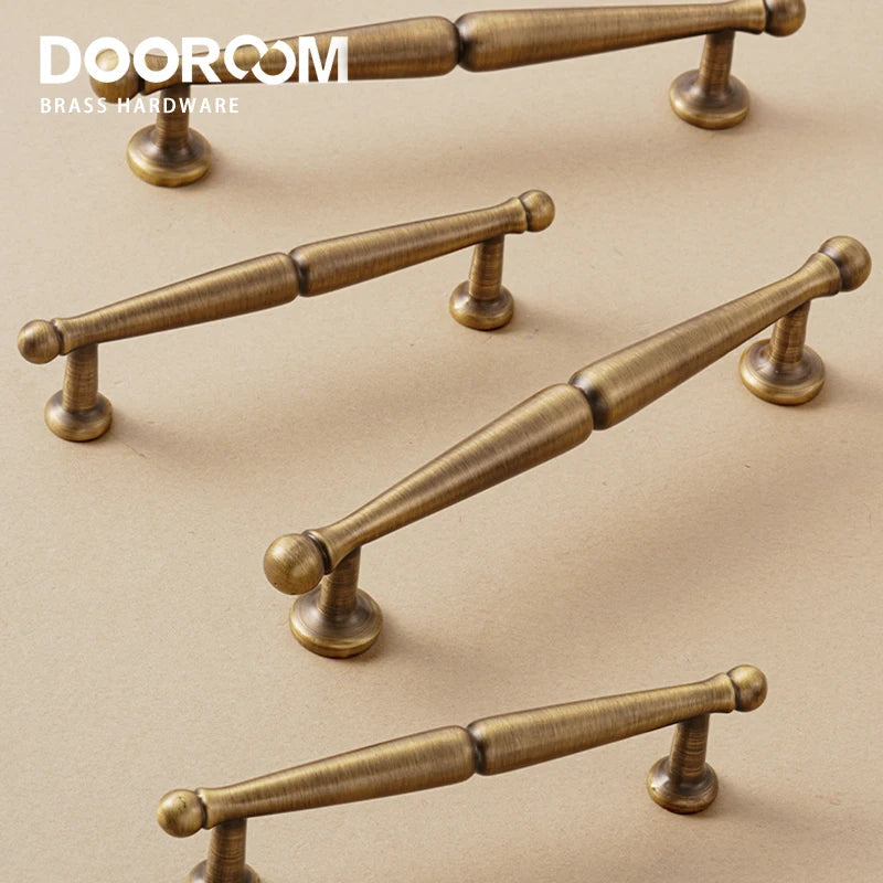 Dooroom Brass Pulls Furniture Handles Retro Style Home Brass Wardrobe Dresser Cupboard Cabinet Drawer Kitchen Accessories Pulls DOOROOM