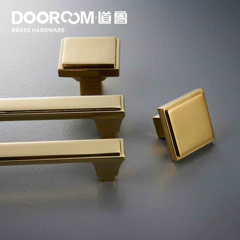 Dooroom Brass Furniture Handles Modern American Shiny Gold PVD Pulls Wardrobe Dresser Cupboard Cabinet Drawer Show Box Knobs DOOROOM