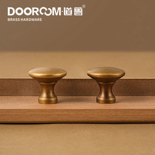 DOOROOM high-quality Solid Brass Handle New Yellow Bronze Clolor Circular Cabinet Furniture Shoe Box Drawer Handle DOOROOM