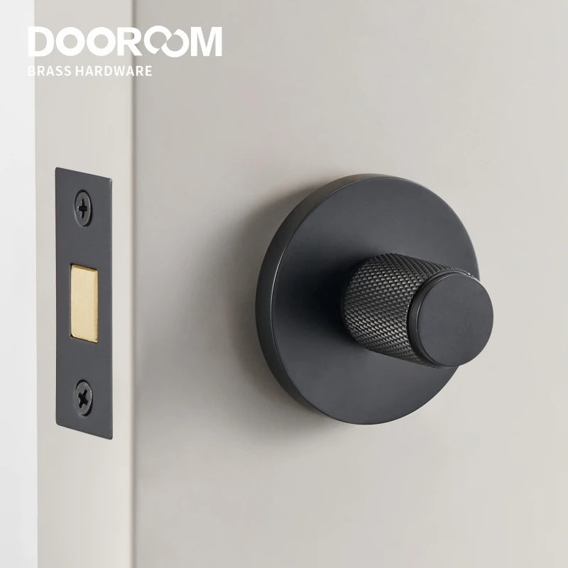 Dooroom Brass Knurled Hidden Door Lock Set Living Room Bathroom Invisible Thumb Turn Matt Black Brushed Brass Open In Emergency DOOROOM