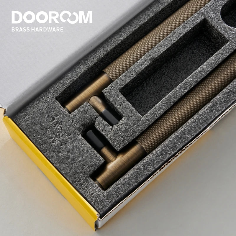 Dooroom Antique Brass Door Double Single Sided Knurled Pull Bar Wood Gate Glass Door Shower Room Handle Brass DOOROOM