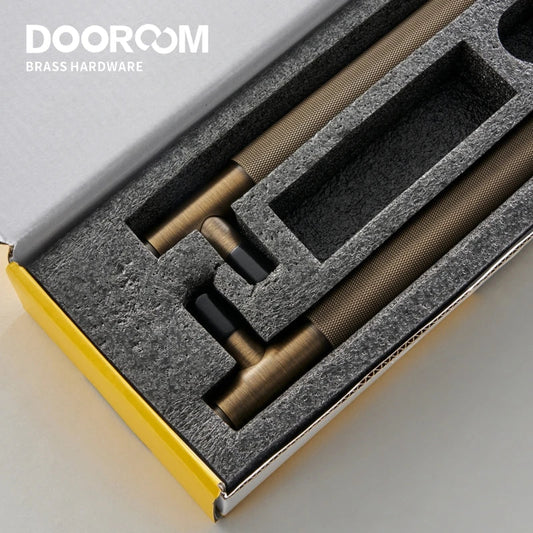 Dooroom Antique Brass Door Double Single Sided Knurled Pull Bar Wood Gate Glass Door Shower Room Handle Brass DOOROOM