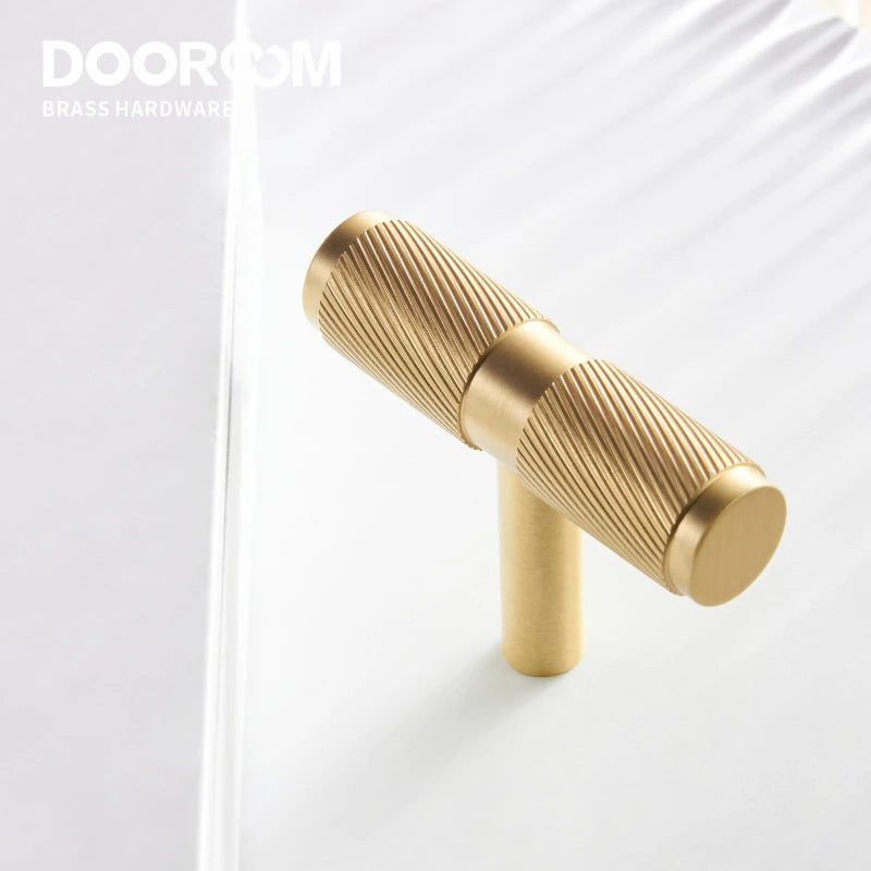 Dooroom Brass Swirl Stripe Furniture Handles T bar Long Pulls Cupboard Wardrobe Dresser Shoe Box Drawer Wine Bar Cabinet Knobs DOOROOM