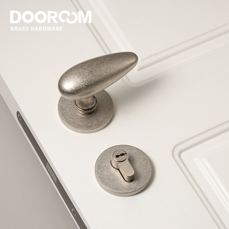 Dooroom Brass Door Lock Set Minimalist Ancient Silver Interior Bedroom Bathroom Dummy Privacy Passage Hidden Door Lock DOOROOM