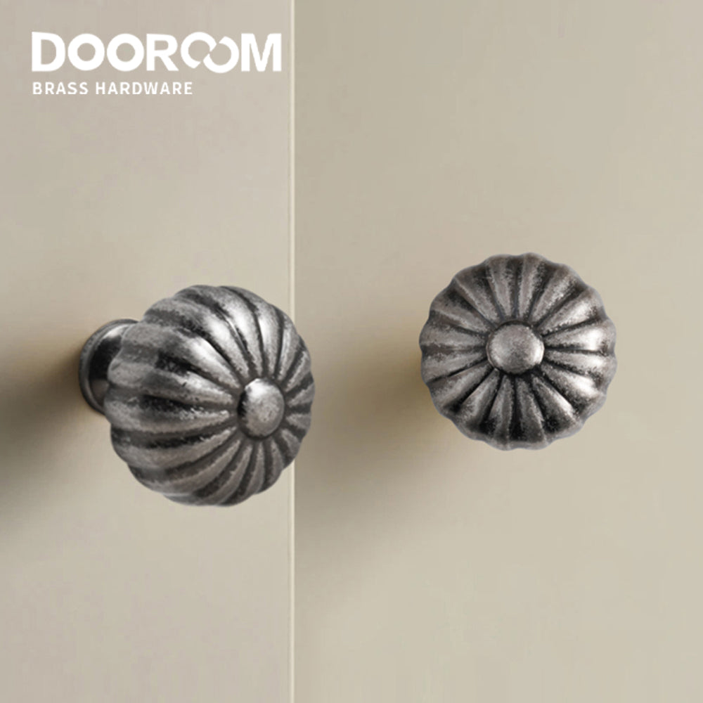Dooroom Brass Furniture Handles Modern Pumpkin Vintage style antique silver Wardrobe Dresser Cupboard Cabinet Shoe Box Knobs DOOROOM
