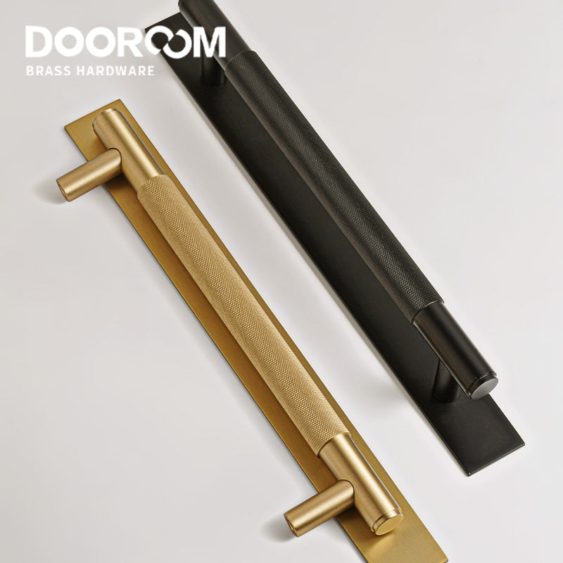 Dooroom Brass Knurled Door Handles Double Door Wood Door Shower Room Single Side Double Side Matt Gold Black Antique Brass Pulls DOOROOM