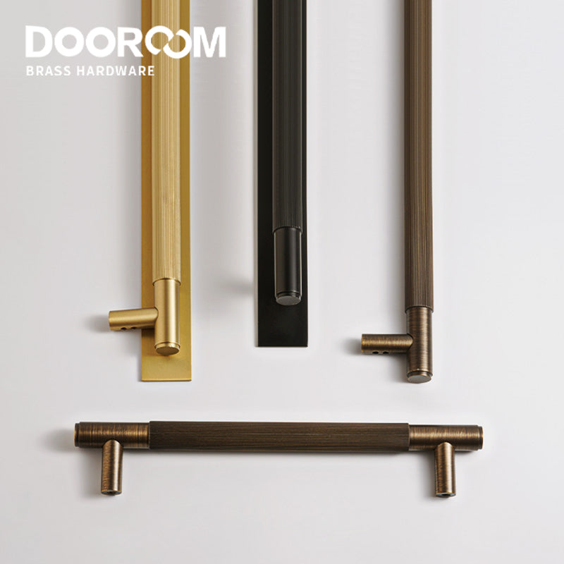 Dooroom Brass Straight Grain With Base PlateDoor Handles Double Door Wood Door Shower Room Black Antique Brass Pulls DOOROOM