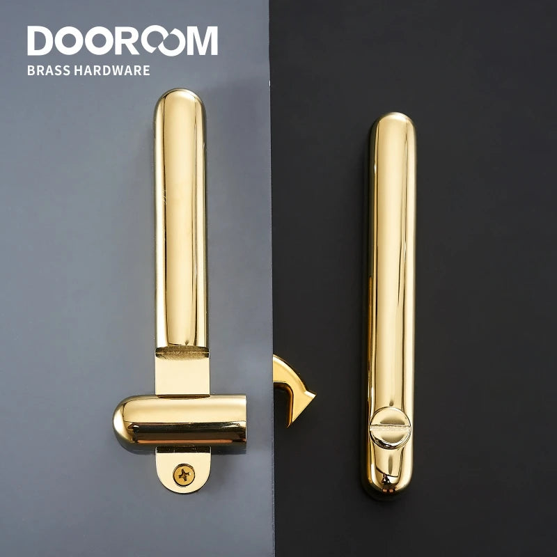 Dooroom Brass Sliding Door Lock Set Handles Gold PVD Black Interior Living Room Bathroom Balcony Kitchen DOOROOM