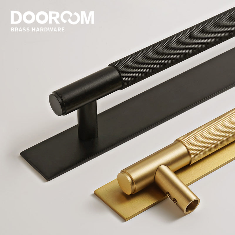 Dooroom Brass Knurled Door Handles Double Door Wood Door Shower Room Single Side Double Side Matt Gold Black Antique Brass Pulls DOOROOM