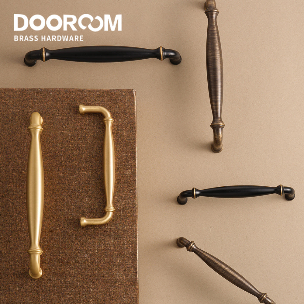 Dooroom Brass Furniture Handles Wardrobe Dresser Cupboard Shoe Box Cabinet  Drawer Pulls New Classic Pastoral European Knobs DOOROOM