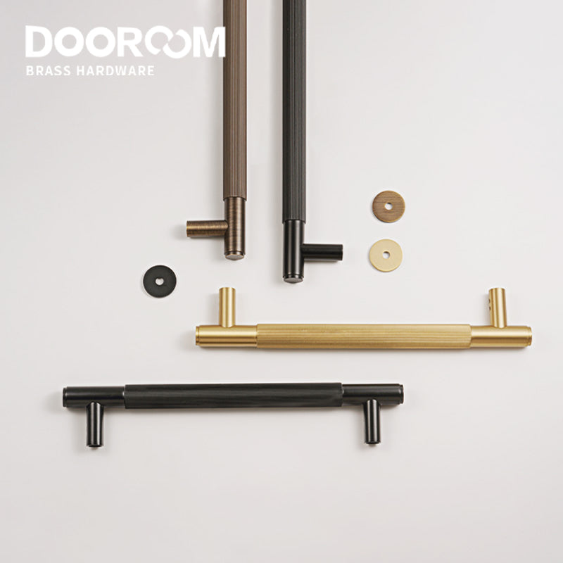 Dooroom Brass Double Single Sided Linear Striped Pull Bar Wood Gate Furniture Handle Door Handle Matt Gold Black Handle DOOROOM
