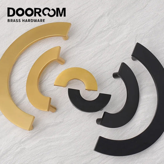 Dooroom Brass Furniture Handles Modern Light Luxury Semi Circle Pulls Wardrobe Cupboard Armario Closet Gabinete Decoration DOOROOM