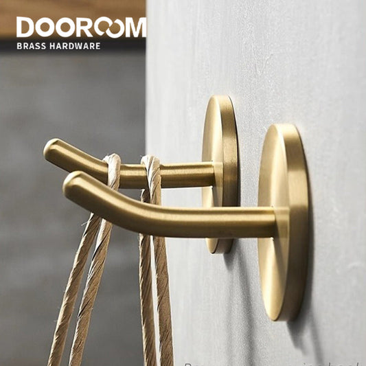 Dooroom Brass Punch Free Bearing Hooks Bathroom Indoor Kitchen Hallway Wall Clothes Hooks Wall Hangings Row Hooks Nordic DOOROOM