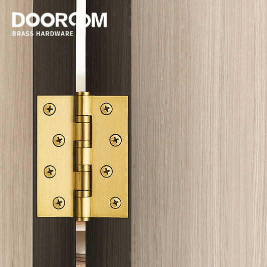 One Piece-Dooroom Brass Thick Bearing Hinges 4"x3"x3mm, 5"x3"x3mm Solid Wood Door American Black Gold Mute Hinges With Screws DOOROOM