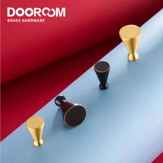 Dooroom Solid Brass Handle Knobs Simple Wardrobe Cabinet Round Drawer Knob Porcelain Bling Single Hole Handle DOOROOM