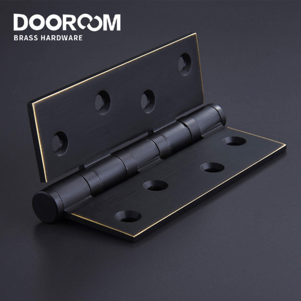 One Piece-Dooroom Brass Thick Bearing Hinges 4"x3"x3mm, 5"x3"x3mm Solid Wood Door American Black Gold Mute Hinges With Screws DOOROOM
