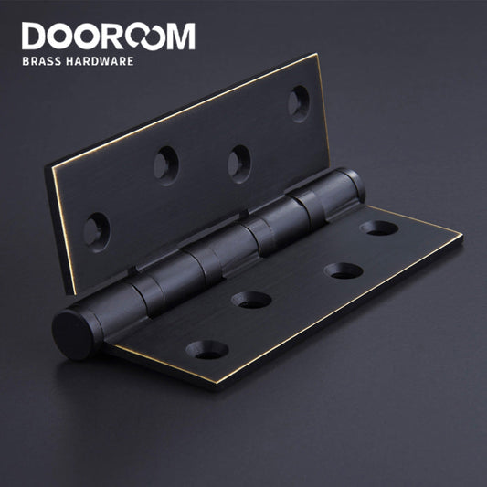 One Piece-Dooroom Brass Thick Bearing Hinges 4"x3"x3mm, 5"x3"x3mm Solid Wood Door American Black Gold Mute Hinges With Screws DOOROOM