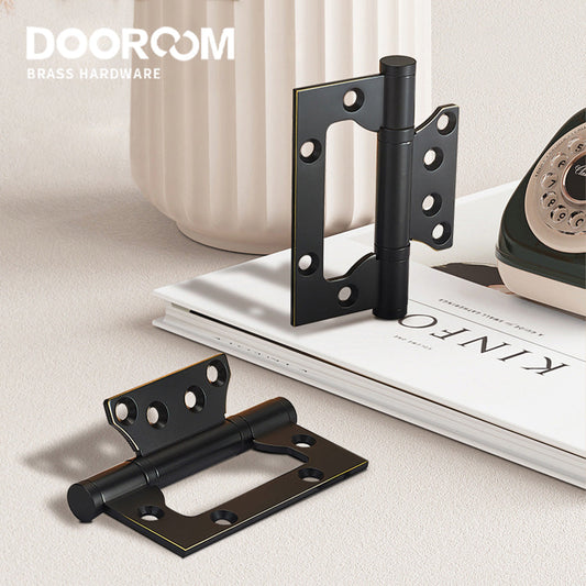 One Piece-Dooroom Brass Thick Bearing Hinges  Solid Wood Door American Black Gold Mute Hinges With Screws DOOROOM