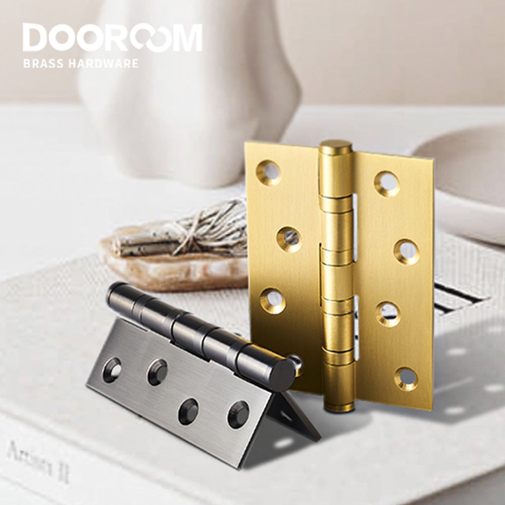 One Piece-Dooroom Brass Thick Bearing Hinges 4"x3"x3mm, 5"x3"x3mm Solid Wood Door American Black Gold Mute Hinges With Screws DOOROOM
