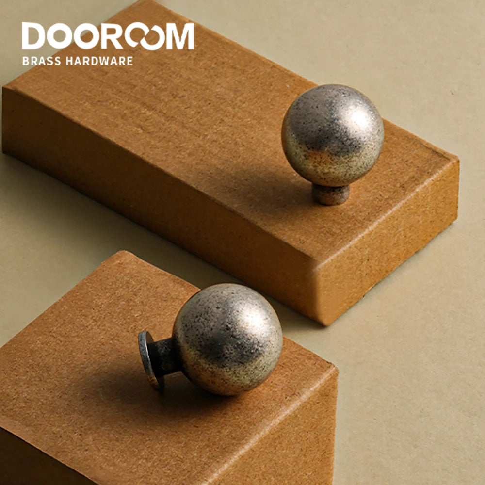 Dooroom Ancient Silver Vintage Style Round Brass Handle Wardrobe Dresser Cupboard Cabinet Door Drawer Shoe Box Handle DOOROOM