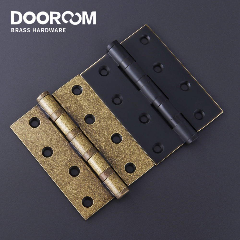 One Piece-Dooroom Brass Thick Bearing Hinges 4"x3"x3mm, 5"x3"x3mm Solid Wood Door American Black Gold Mute Hinges With Screws DOOROOM