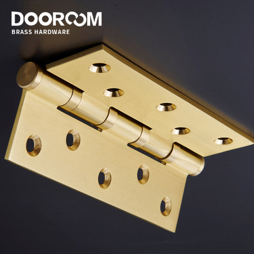 One Piece-Dooroom Brass Thick Bearing Hinges 4"x3"x3mm, 5"x3"x3mm Solid Wood Door American Black Gold Mute Hinges With Screws DOOROOM