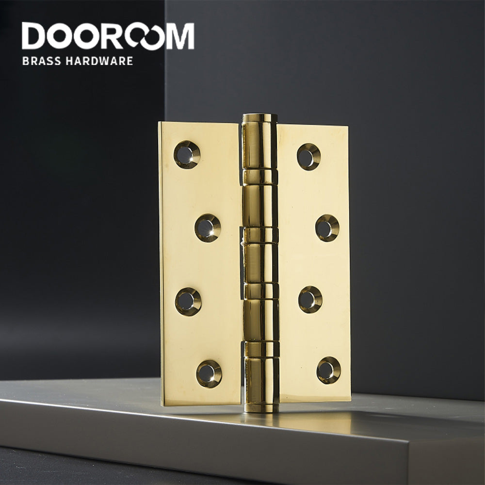 One Piece-Dooroom Brass Thick Bearing Hinges 4"x3"x3mm, 5"x3"x3mm Solid Wood Door American Black Gold Mute Hinges With Screws DOOROOM
