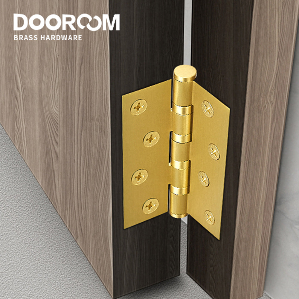 One Piece-Dooroom Brass Thick Bearing Hinges 4"x3"x3mm, 5"x3"x3mm Solid Wood Door American Black Gold Mute Hinges With Screws DOOROOM