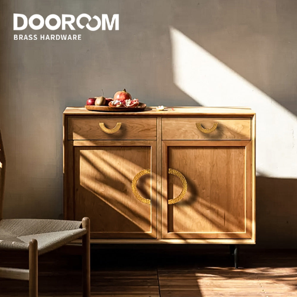 Dooroom Brass Furniture Handles Modern Hammered Round Hexagon Pulls Wardrobe Dresser Cupboard Cabinet Drawer Wine Bar Knobs DOOROOM