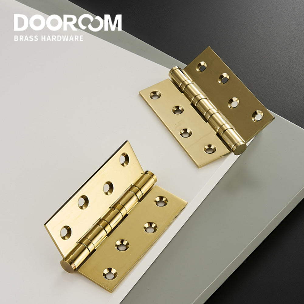 One Piece-Dooroom Brass Thick Bearing Hinges 4"x3"x3mm, 5"x3"x3mm Solid Wood Door American Black Gold Mute Hinges With Screws DOOROOM