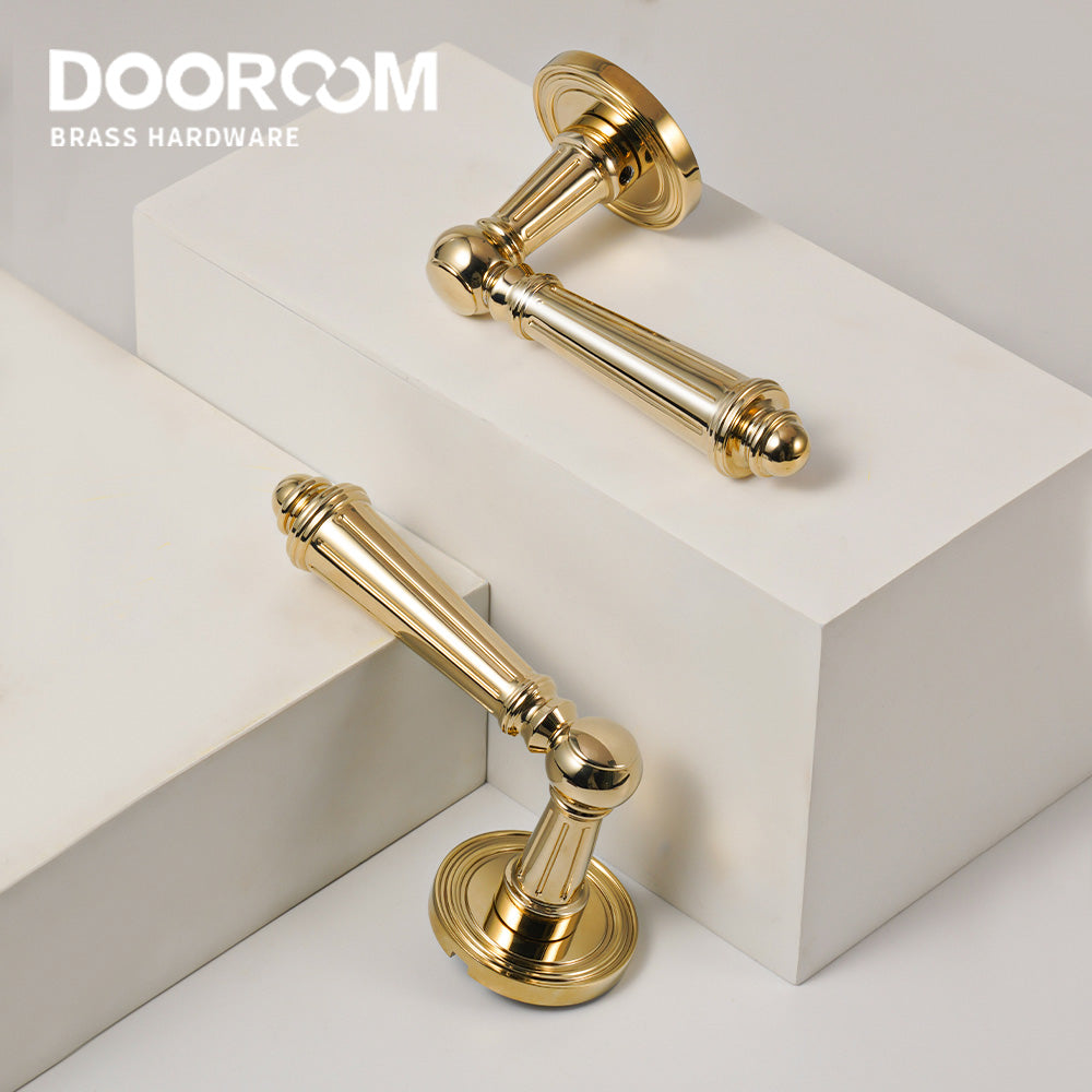 Dooroom Brass Furniture Door Lock Bright Silver French Retro Bright Gold Door Handle Lock Set Furniture Hardware Accessories DOOROOM