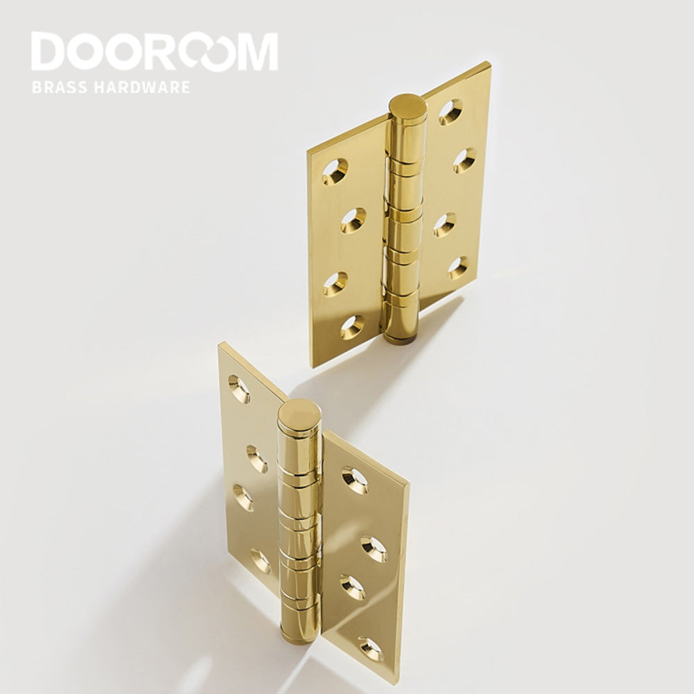 One Piece-Dooroom Brass Thick Bearing Hinges 4"x3"x3mm, 5"x3"x3mm Solid Wood Door American Black Gold Mute Hinges With Screws DOOROOM