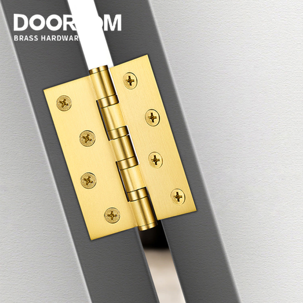 One Piece-Dooroom Brass Thick Bearing Hinges 4"x3"x3mm, 5"x3"x3mm Solid Wood Door American Black Gold Mute Hinges With Screws DOOROOM