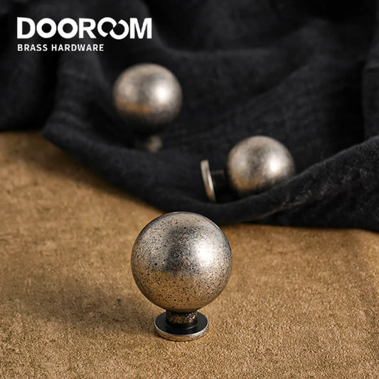 Dooroom Ancient Silver Vintage Style Round Brass Handle Wardrobe Dresser Cupboard Cabinet Door Drawer Shoe Box Handle DOOROOM