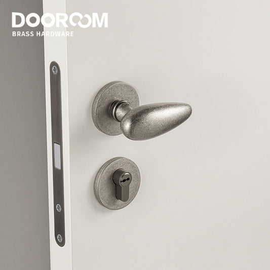 Dooroom Brass Door Lock Set Minimalist Ancient Silver Interior Bedroom Bathroom Dummy Privacy Passage Hidden Door Lock DOOROOM