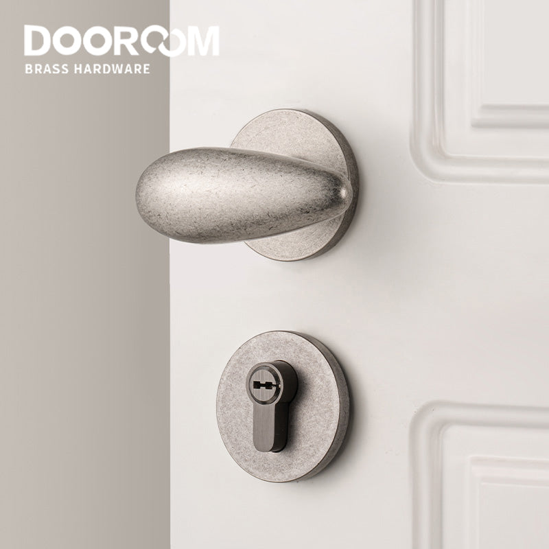 Dooroom Brass Door Lock Set Minimalist Ancient Silver Interior Bedroom Bathroom Dummy Privacy Passage Hidden Door Lock DOOROOM