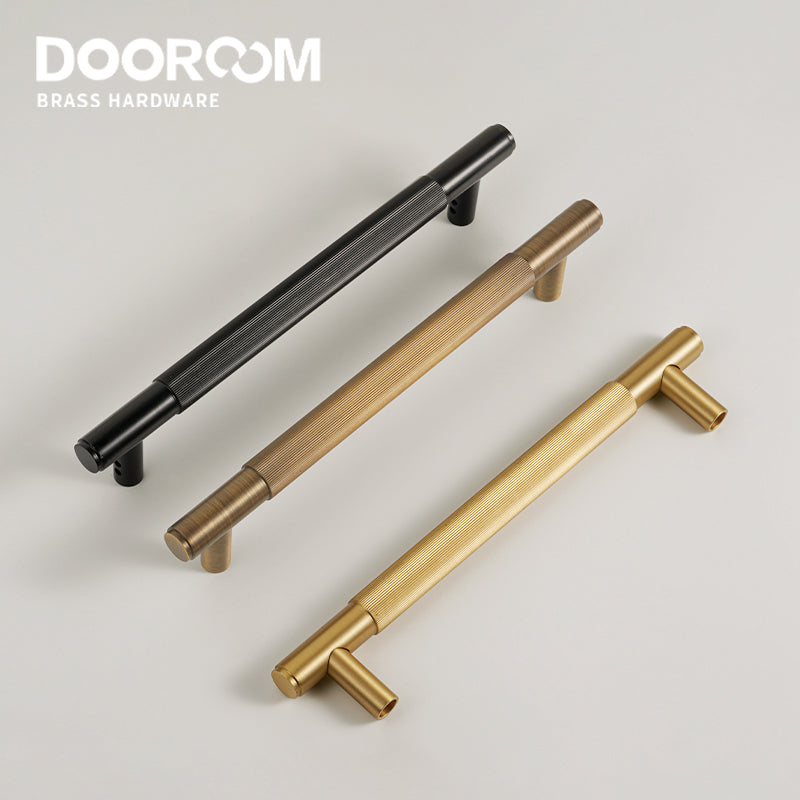 Dooroom Brass Double Single Sided Linear Striped Pull Bar Wood Gate Furniture Handle Door Handle Matt Gold Black Handle DOOROOM