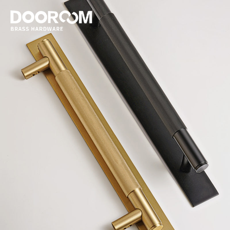 Dooroom Brass Straight Grain With Base PlateDoor Handles Double Door Wood Door Shower Room Black Antique Brass Pulls DOOROOM
