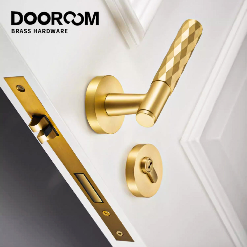 Dooroom Brass Silent Split Door Lock Bedroom Interior Anti-theft Mechanical Lock Security Mute Bathroom Door Handle Locks DOOROOM
