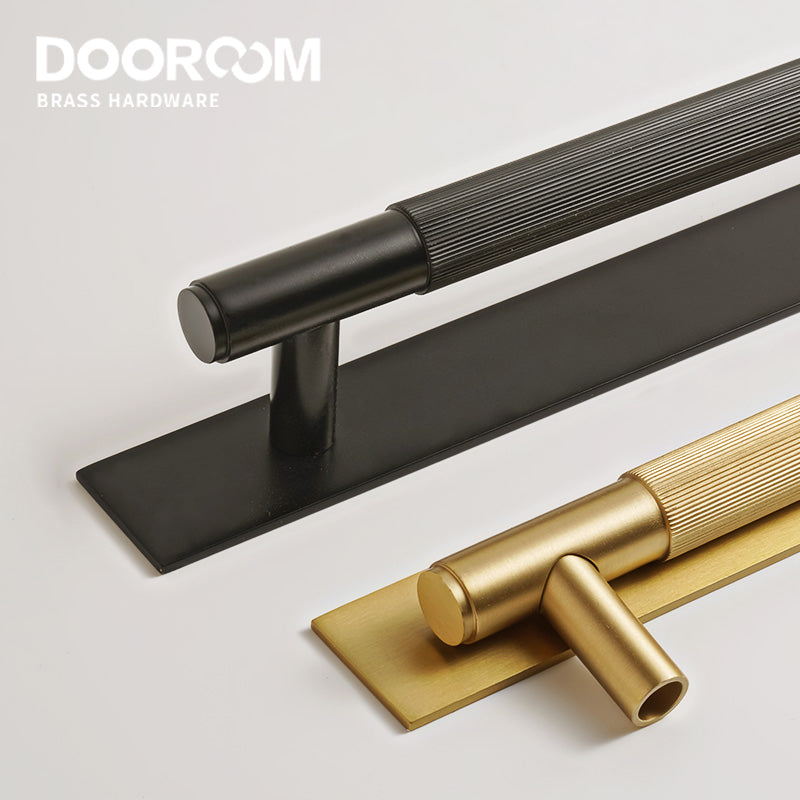 Dooroom Brass Straight Grain With Base PlateDoor Handles Double Door Wood Door Shower Room Black Antique Brass Pulls DOOROOM