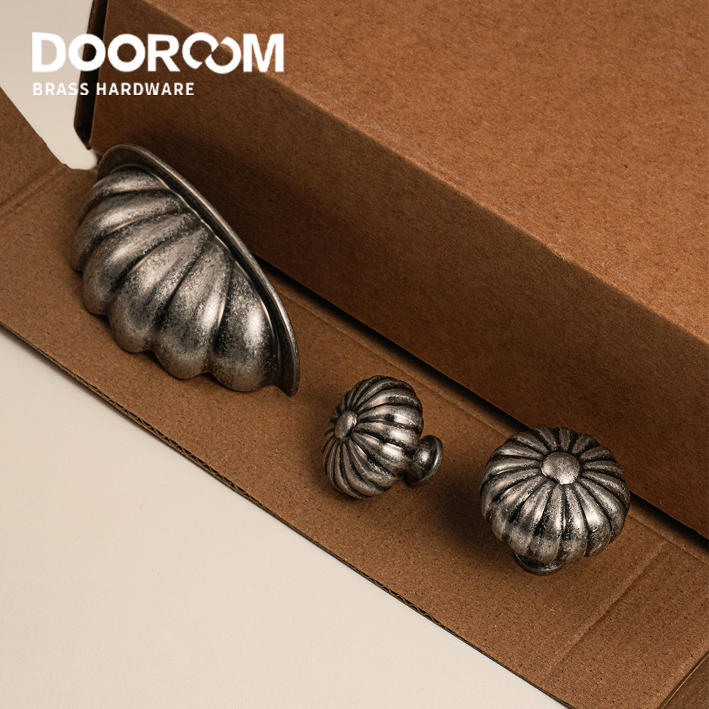 Dooroom Brass Furniture Handles Modern Pumpkin Vintage style antique silver Wardrobe Dresser Cupboard Cabinet Shoe Box Knobs DOOROOM