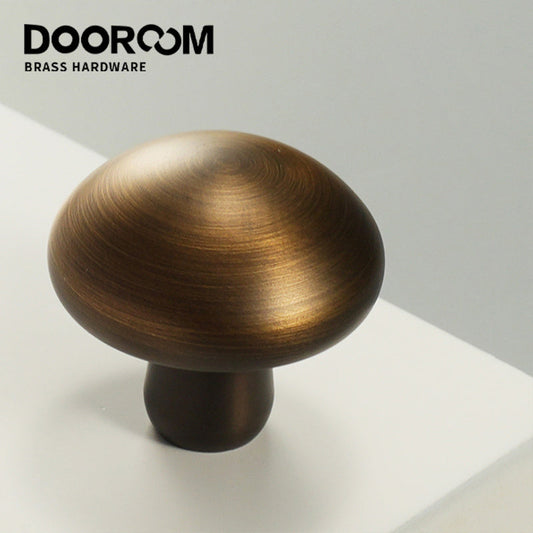Dooroom 1 Inch Matt Black Antique Brass Cabinet Knobs Modern Dresser Round Knobs Brass Mushroom Shape Pulls for Kitchen  DOOROOM