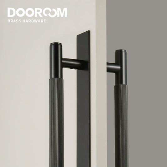 Dooroom Brass Straight Grain With Base PlateDoor Handles Double Door Wood Door Shower Room Black Antique Brass Pulls DOOROOM