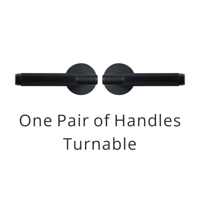 Dooroom Brass Mute Door Lock Set Modern Stripe Black Interior Bedroom Bathroom Wood Lever Dummy Handle DOOROOM