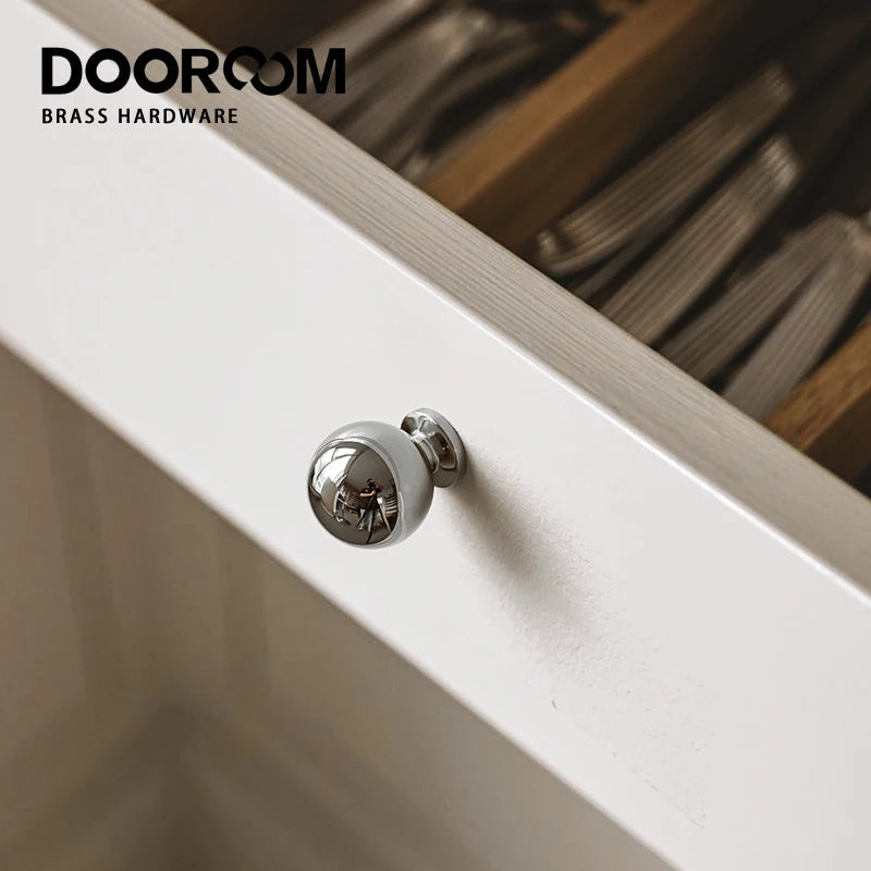 Dooroom Brass Rotundity High Quality Silver Furniture Wardrobe Dresser Cupboard Cabinet Door Drawer  Handle DOOROOM