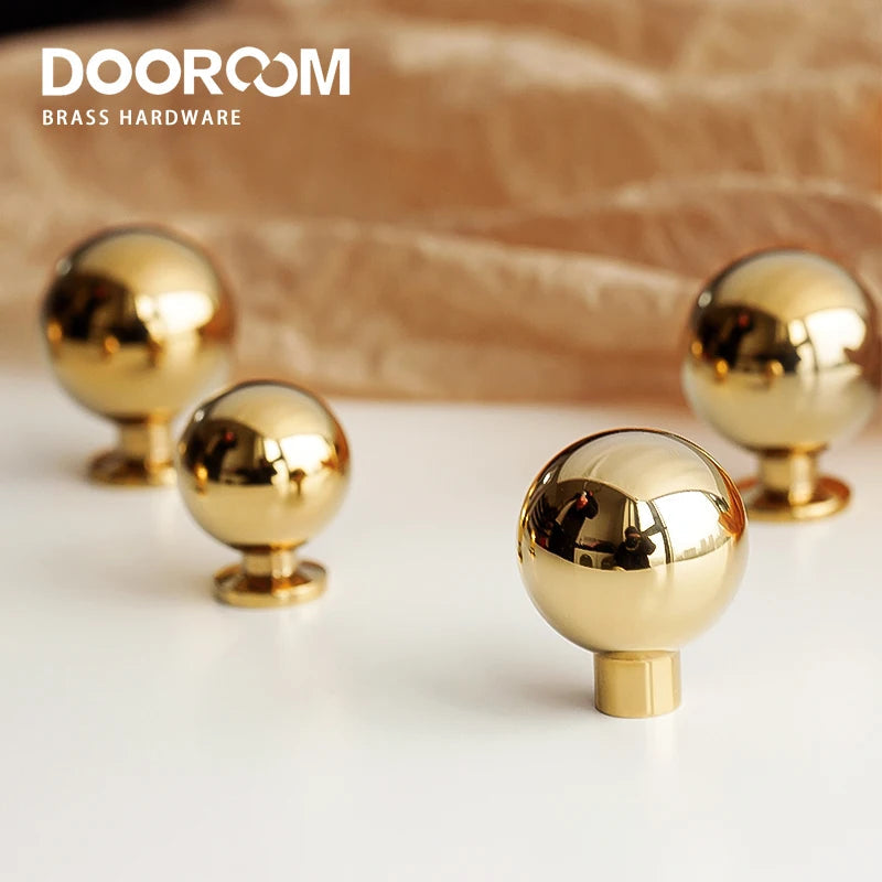 Dooroom Brass Rotundity Furniture Handles Superior Quality Golden Wardrobe Dresser Cupboard Cabinet Door Drawer Shoe Box Handle DOOROOM