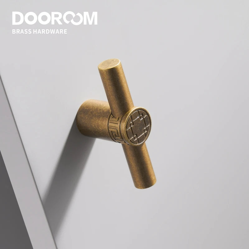 Dooroom Brass Furniture Handles Modern Yellow Bronze Cupboard Wardrobe Dresser Shoe Box Drawer Cabinet Knobs T-Bar DOOROOM