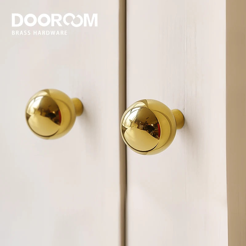 Dooroom Brass Rotundity Furniture Handles Superior Quality Golden Wardrobe Dresser Cupboard Cabinet Door Drawer Shoe Box Handle DOOROOM