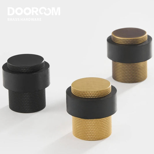 Dooroom Knurled Brass Rubber Door Stops Bathroom Door Stopper Heavy Duty Floor Mount Bumper Non-magnetic Door Holder Catch DOOROOM