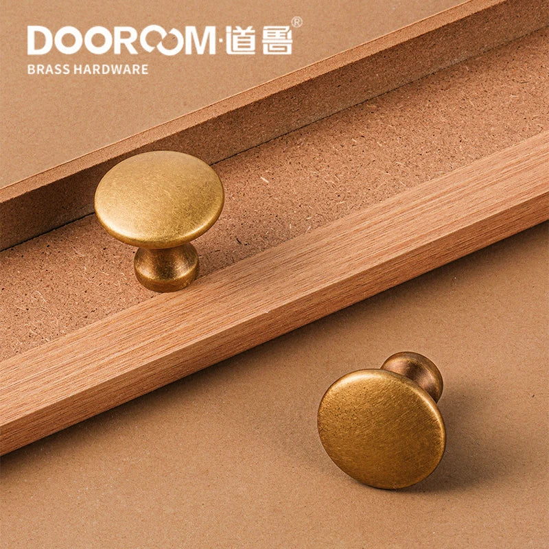 DOOROOM high-quality Solid Brass Handle New Yellow Bronze Clolor Circular Cabinet Furniture Shoe Box Drawer Handle DOOROOM